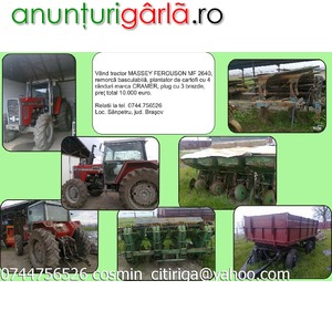 Imagine anunţ Vand tractor massey ferguson, remorca, plantator, plug