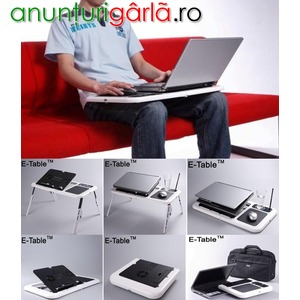 Imagine anunţ ’E-TABLE’: Masuta Laptop cu Cooler, Suport Pahar & Mouse Pad Inclus
