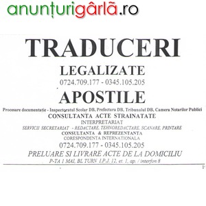 Imagine anunţ 0724.709.177 - Traduceri legalizate, apostile, interpretariat in Targoviste, P-ta 1Mai Bl. Turn IPJ 12
