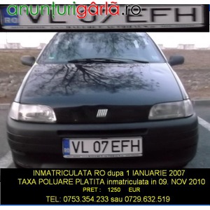 Imagine anunţ Fiat Punto Inmatriculata RO 11.2010 benzina 1,3 Fabr.1999, pret 1250 EUR negociabil