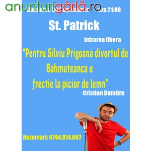 Imagine anunţ Stand Up Comedy Duminica 30 Septembrie St. Patrick Bucuresti (centrul Vechi)