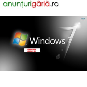Imagine anunţ Instalari Windows7 Reinstalarea sistemului de operare Windows se executa la domiciliul dumneavoastra, Devirusare daca este nevoie si instalarea unui antivirus,