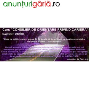 Imagine anunţ CURS CONSILIER DE ORIENTARE PRIVIND CARIERA autorizat ANC (CNFPA)