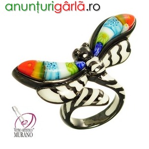 Imagine anunţ Inel argint cu Murano Millefiori Dragonfly