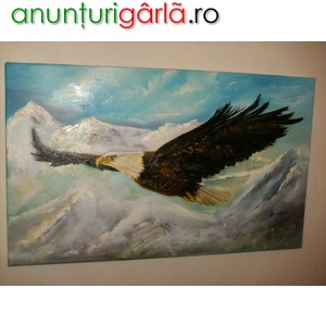 Imagine anunţ "Vulturul, pradator fara de frica", pictura pe panza in ulei, pret 160ron