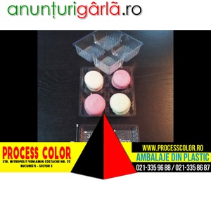 Imagine anunţ Chese din plastic compartimentate pentru 4 Macarons Process Color
