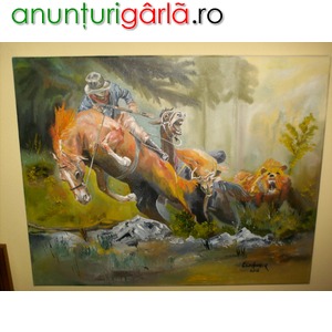 Imagine anunţ Vand tablou"ATAC NEASTEPTAT", pictura in ulei pe panza