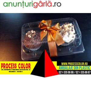 Imagine anunţ Caserole plastic compartimentate pentru 2 cupcakes Process Color