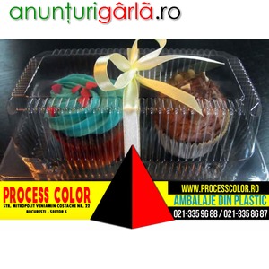 Imagine anunţ Caserole plastic compartimentate pentru 2 muffins Process Color