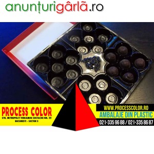 Imagine anunţ Chese din plastic pentru bomboane ciocolata Process Color