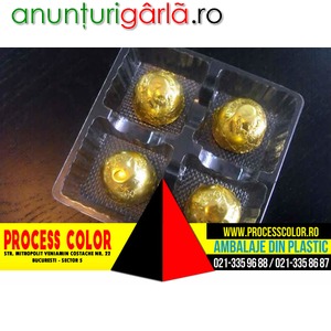 Imagine anunţ Chese plastic 4 praline ciocolata Process Color