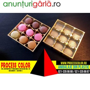 Imagine anunţ Chese plastic aurii Macarons Process Color