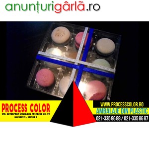 Imagine anunţ Chese plastic compartimentate pentru 9 Macarons Process Color