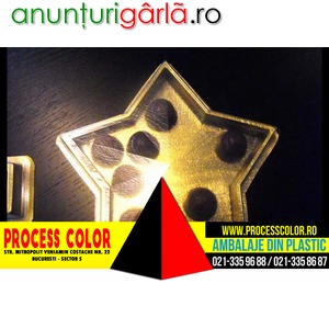 Imagine anunţ Chese plastic forma stea pentru praline Process Color