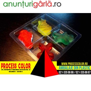 Imagine anunţ Chese plastic pentru 4 figurine jeleuri Process Color