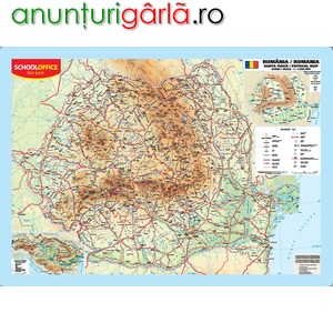 Imagine anunţ Harta Romania fizica 420 mm x 590 mm