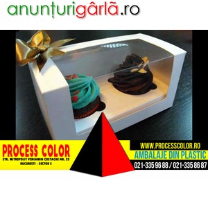 Imagine anunţ Cutii carton alb pentru 2 muffins Process Color