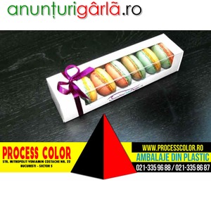 Imagine anunţ Cutii carton cu fereastra pentru Macarons Process Color