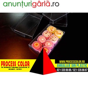 Imagine anunţ Cutii plastic ambalaj petit four Process Color