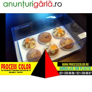 Imagine anunţ Cutii plastic cu capac 6 muffins, briose, cupcakes Process Color