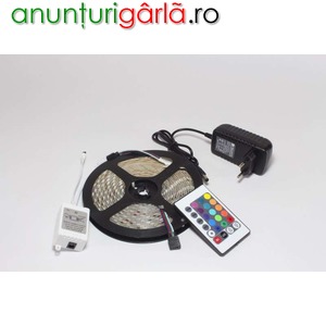 Imagine anunţ Banda Led RGB 5m - kit complet cu telecomanda si alimentator