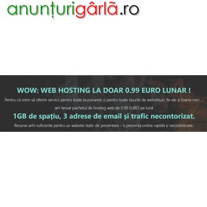 Imagine anunţ Pachet web hosting la doar 0,99 euro pe lună