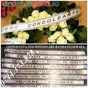 Imagine anunţ Imprimanta scriere pe panglica de coroana funerara sau florala