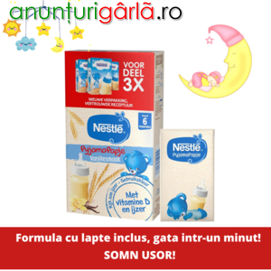 Imagine anunţ Cereale bebelusi olandeze Nestlé Vanilie Total Blue 0728.305.612