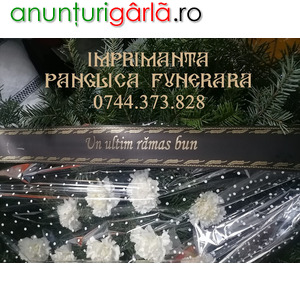 Imagine anunţ Imprimanta scriere panglici coroane funerare si aranjamente florale