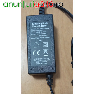 Imagine anunţ Vand Alimentator Switching Mode 12V 1,5 Amperi, mufa conector de 5,5 mm