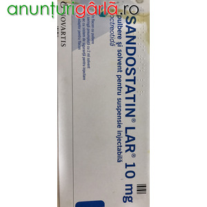Imagine anunţ Sandostatin LAR, 10 mg pulbere si solvent pentru suspensie injectabila, Novartis