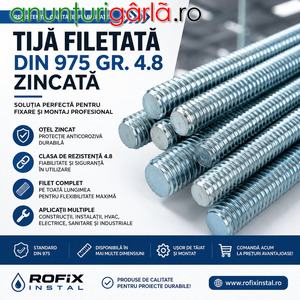 Imagine anunţ Tija Filetata DIN 975 Gr. 4.8 Zincata – Pentru Fixare si Montaj